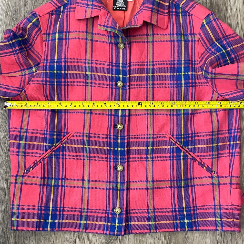 Isaac Mizrahi 90s Vintage Clueless Pink Plaid Wool Jacket Womens Size Medium Y2K - Picture 10 of 13